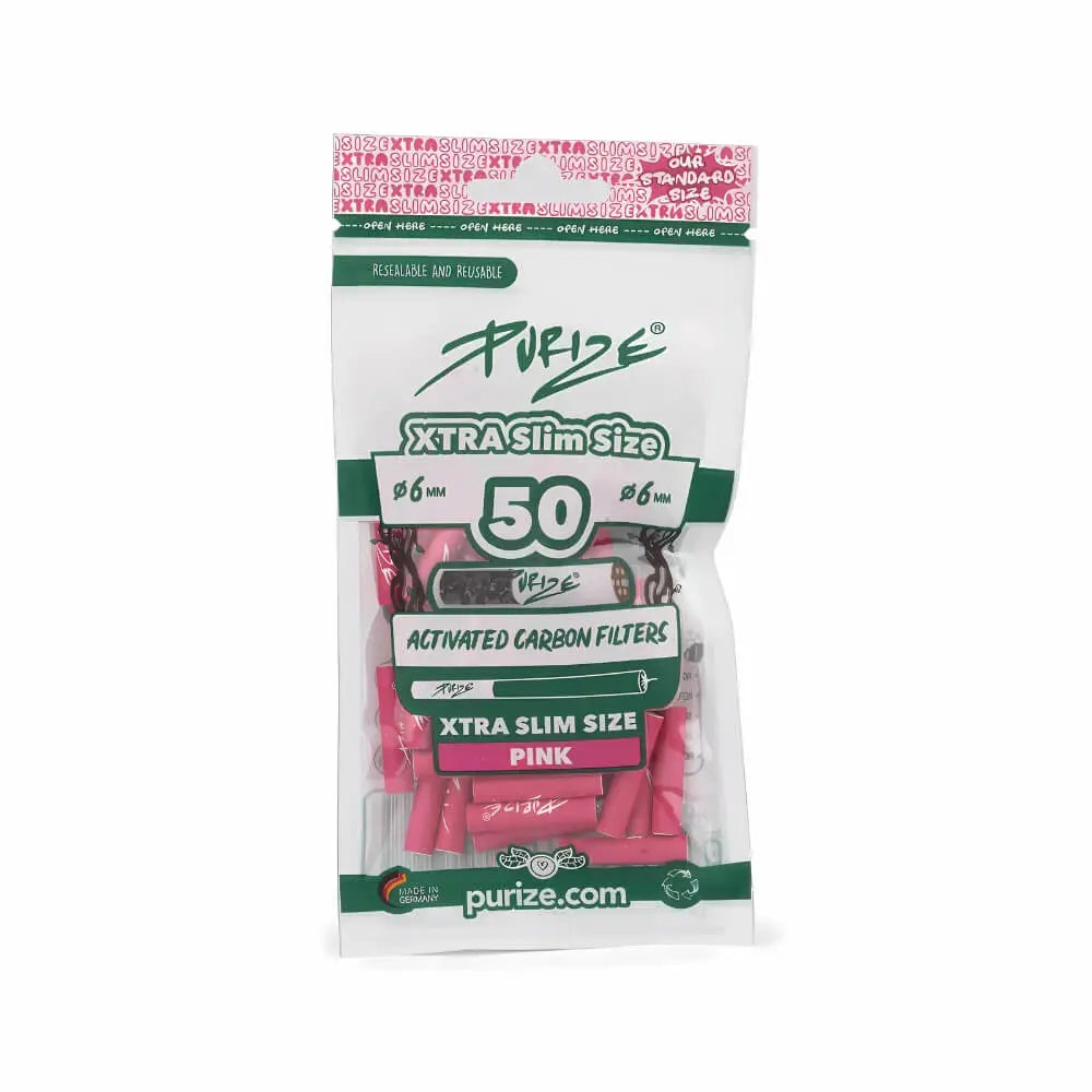 PURIZE Aktivkohlefilter | XTRA Slim | ø 5,9mm | 50er Packung