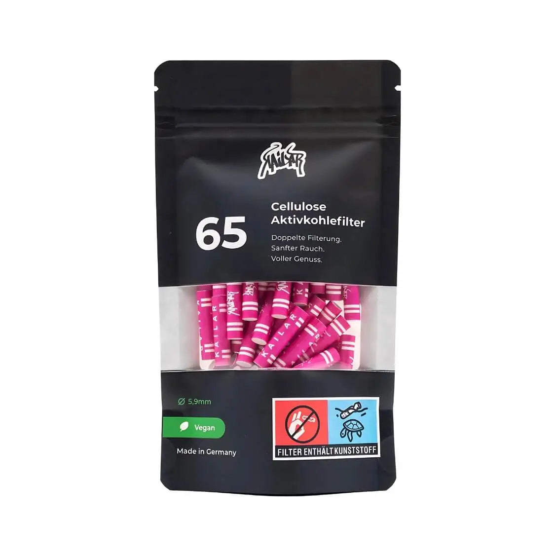 Kailar Aktivkohlefilter Cellulose Slim Mixed | ∅6mm | 65er Packung